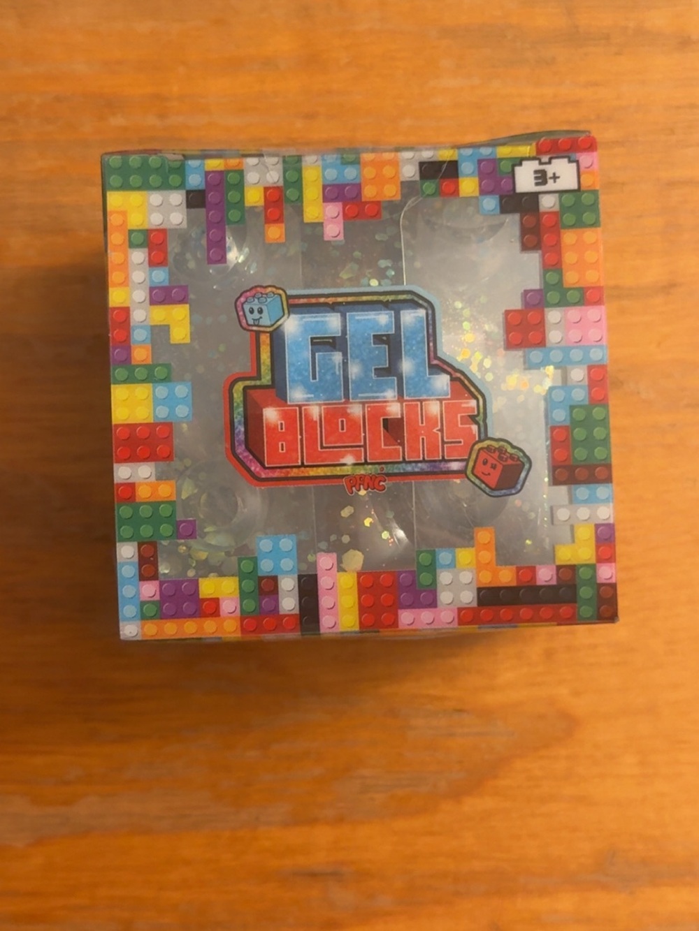 Blue Gel Blocks Toy with Colorful Brick Design. Squishy blocks that can stack!